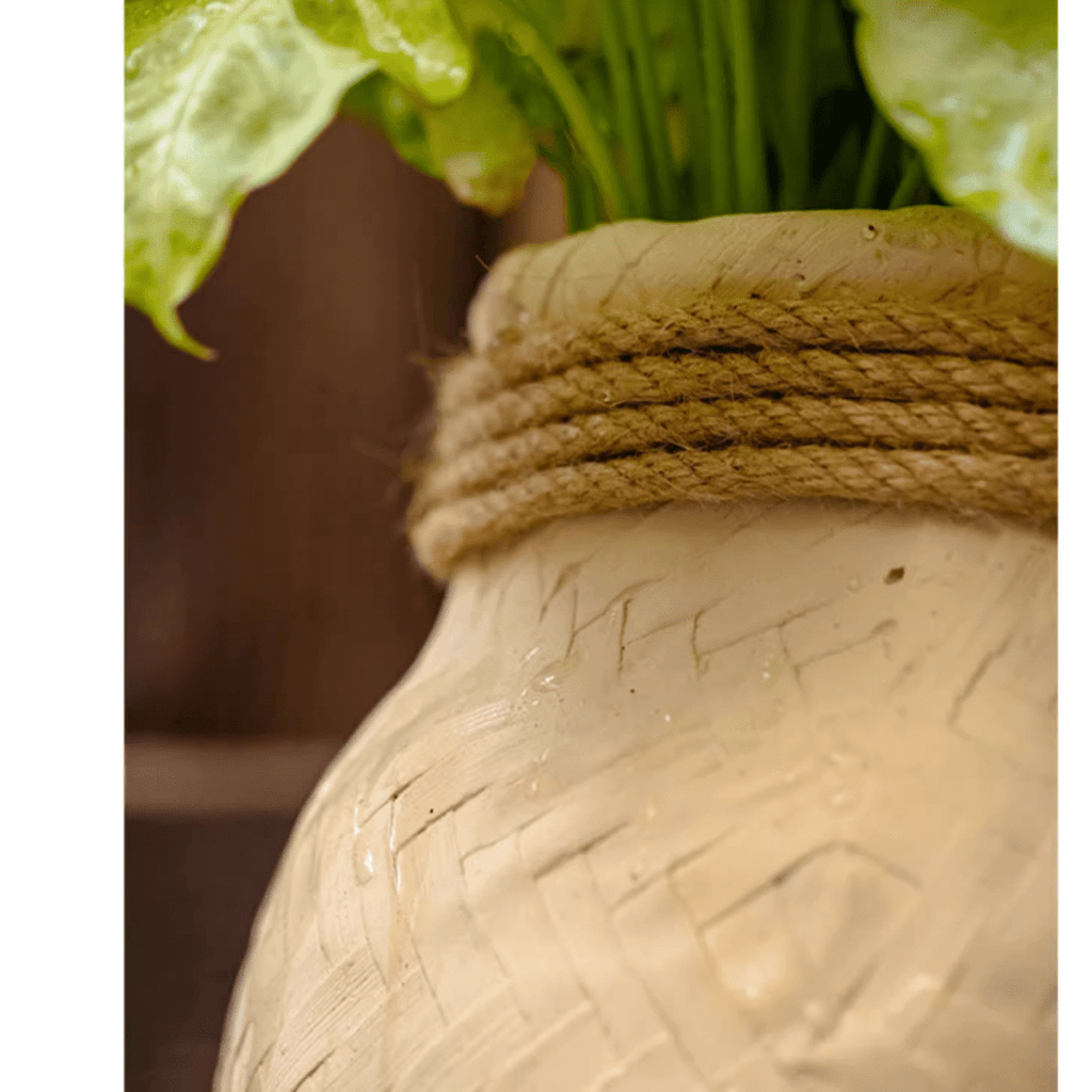 Faux Bamboo Woven Cement Planter, view 7