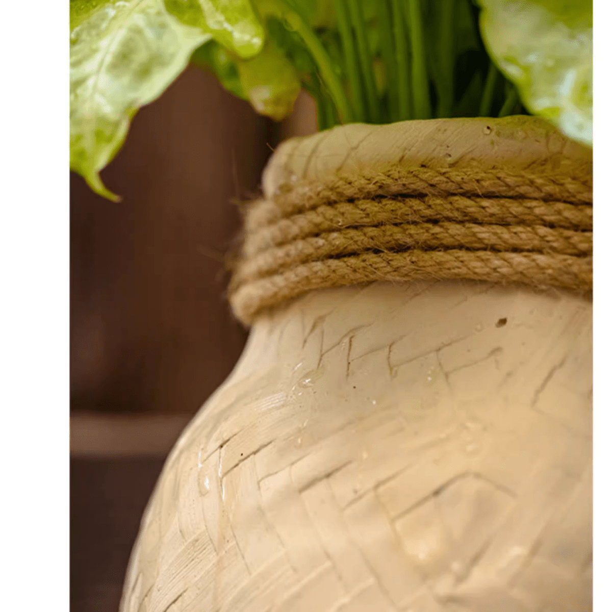 Faux Bamboo Woven Cement Planter, view 7