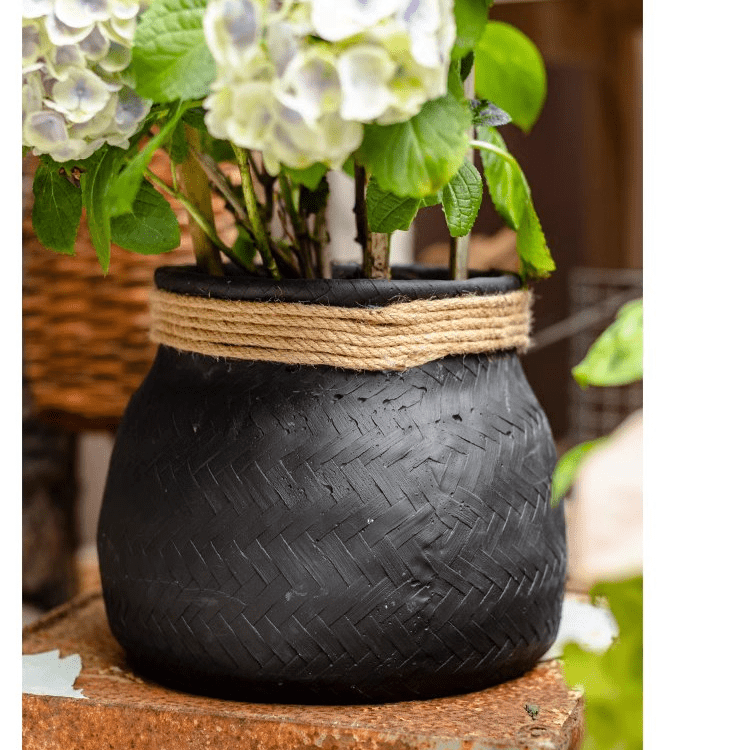 Faux Bamboo Woven Cement Planter, view 8