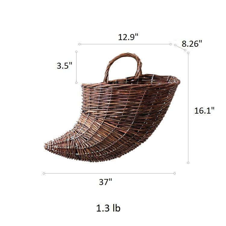 Horn Shape Willow Hanging Basket Planter, view 12
