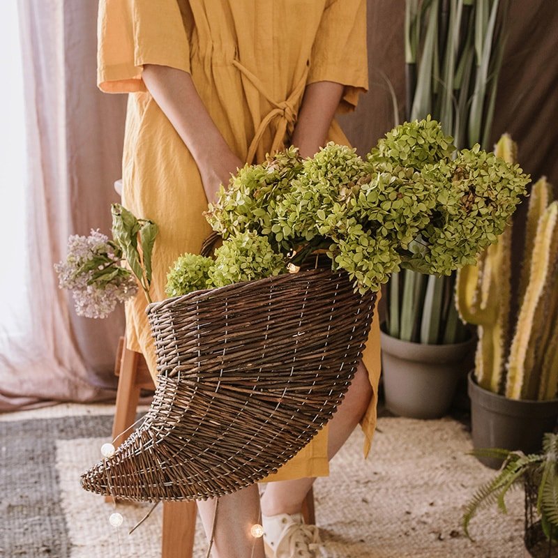 Horn Shape Willow Hanging Basket Planter, view 5
