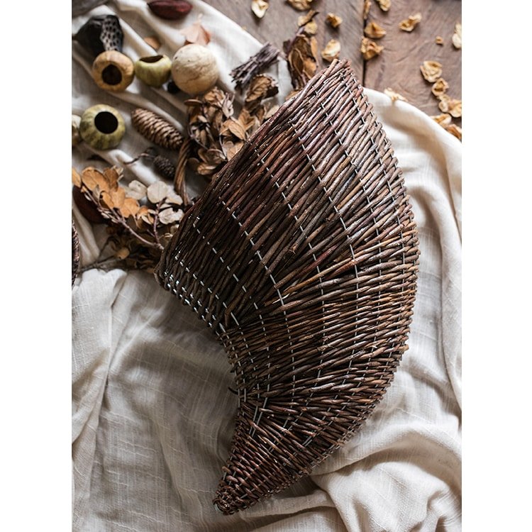 Horn Shape Willow Hanging Basket Planter, view 7