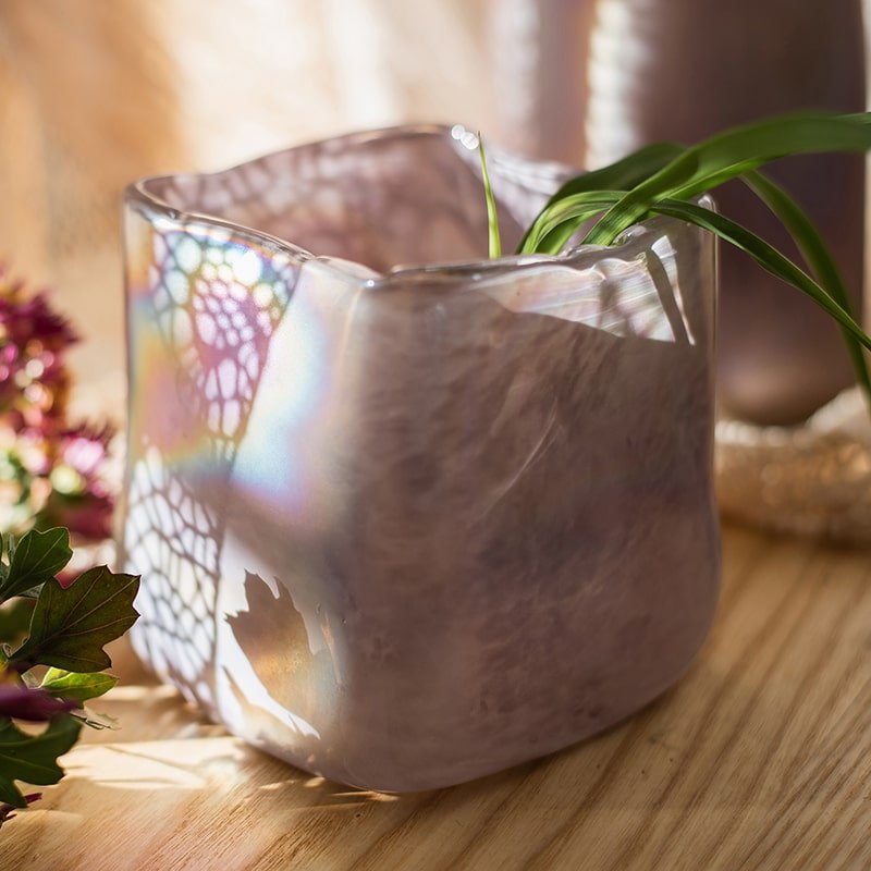 Pink Morandi Color Art Glass Vase, view 3