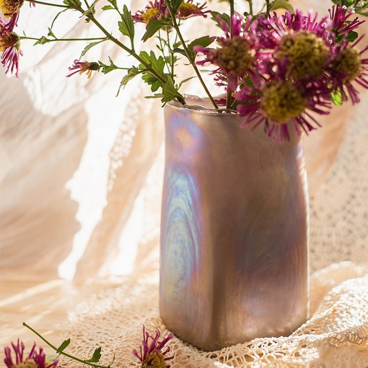 Pink Morandi Color Art Glass Vase, view 6