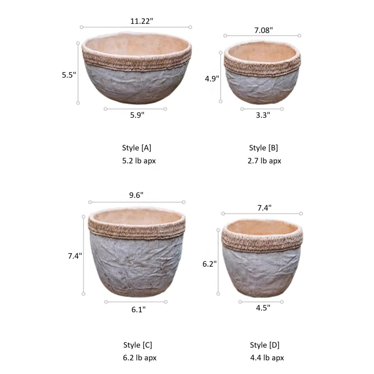 Rattan Pattern Edge Cement Planter, view 10