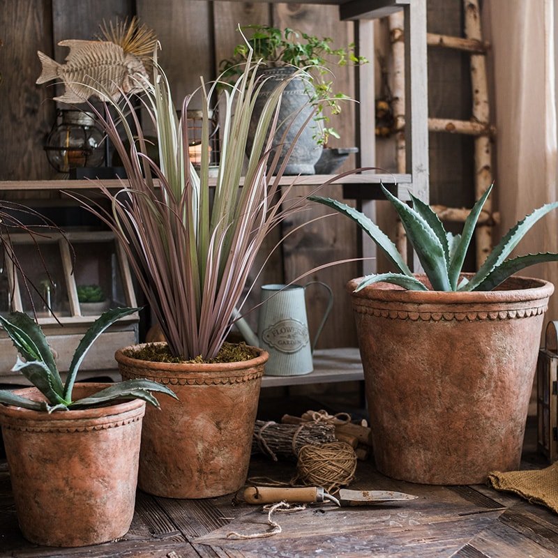 Large Terracotta Red Concrete Planter Pot, view 3