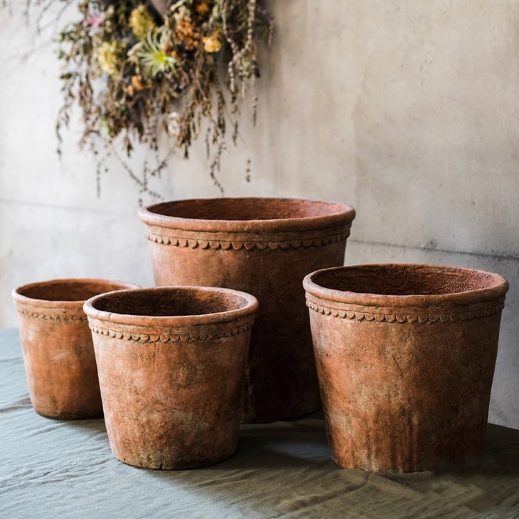 Large Terracotta Red Concrete Planter Pot, view 5