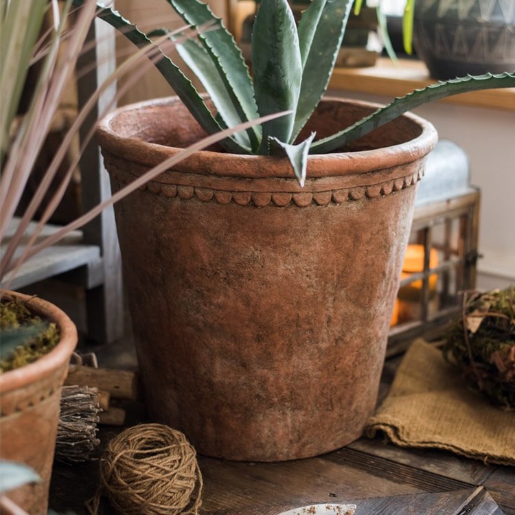 Large Terracotta Red Concrete Planter Pot, view 7