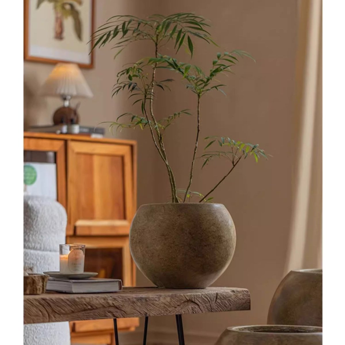 Round Magnesium Clay Planter, view 5