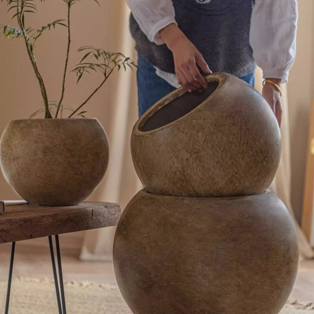 Round Magnesium Clay Planter, view 6