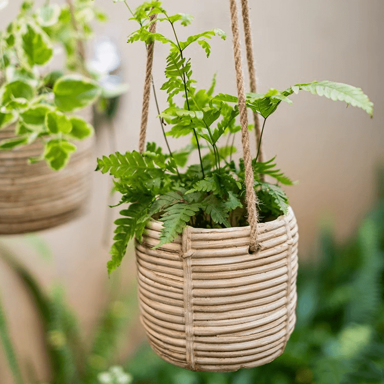 Faux Rattan Cement Hanging Planter, view 6