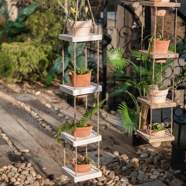 Wooden Rope Hanging Plant Shelf, view 7
