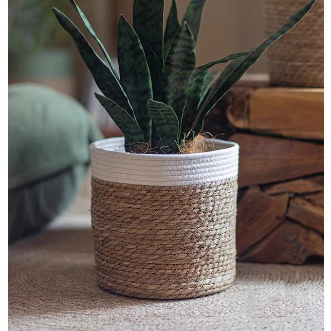 Woven Basket with Colored Rim, view 3