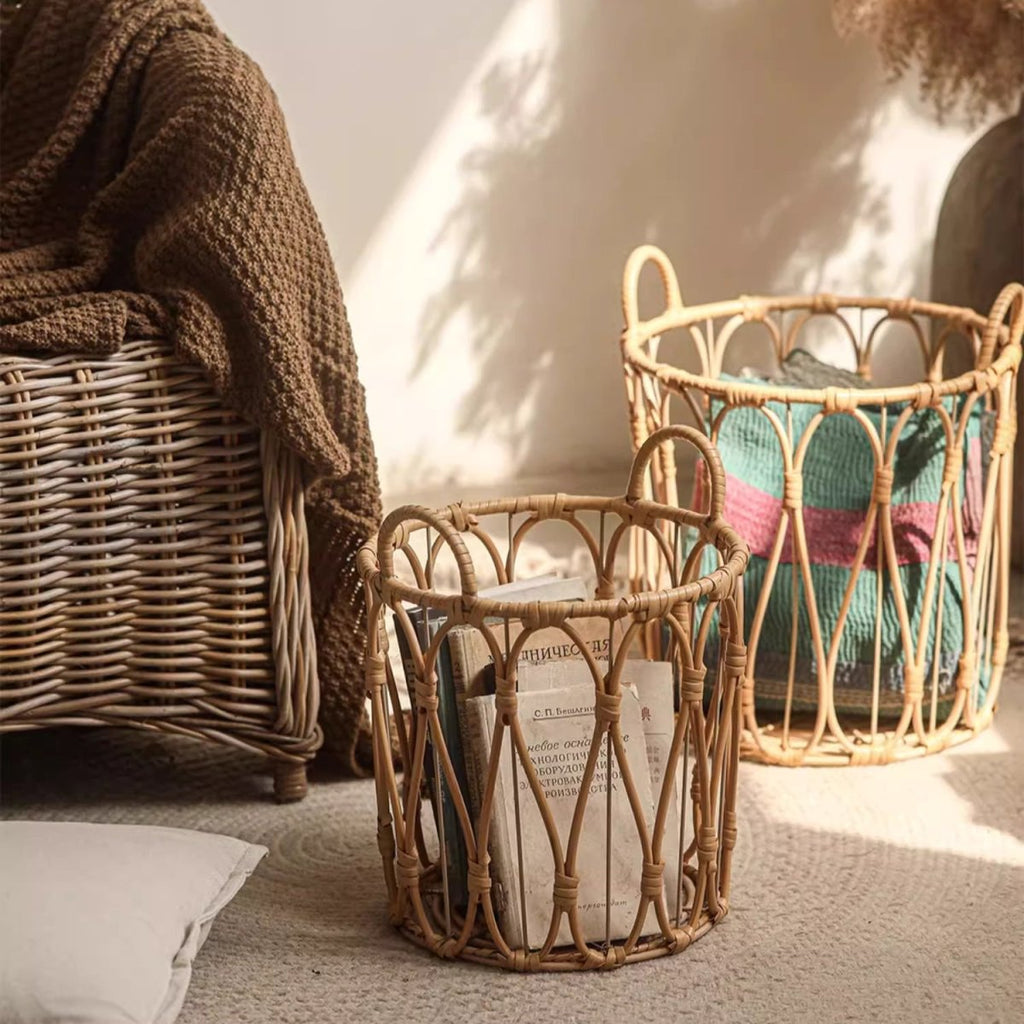 Bohemian Open-Weave Rattan Basket, view 3
