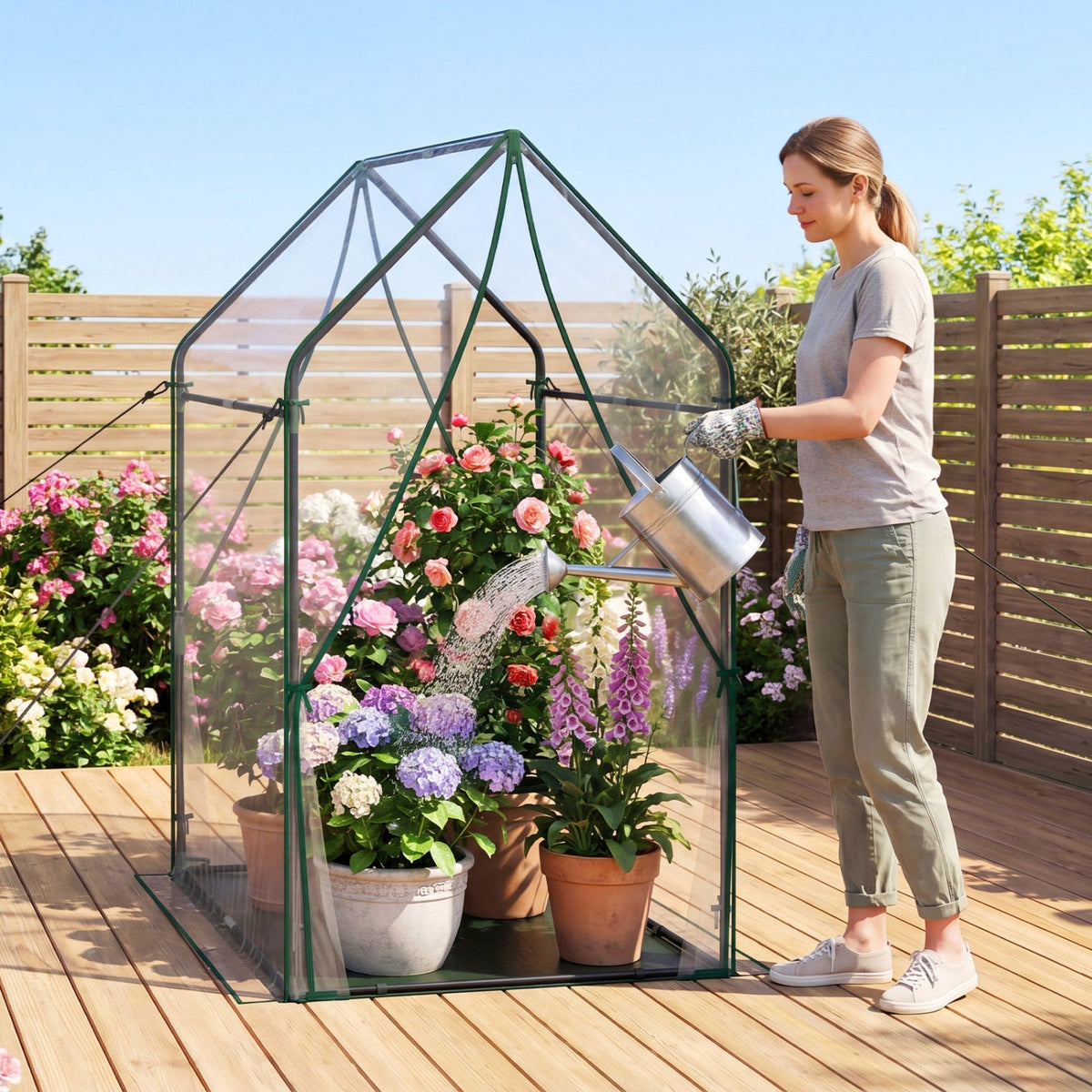 Mini Greenhouse with Metal Frame and Waterproof Cover, view 9