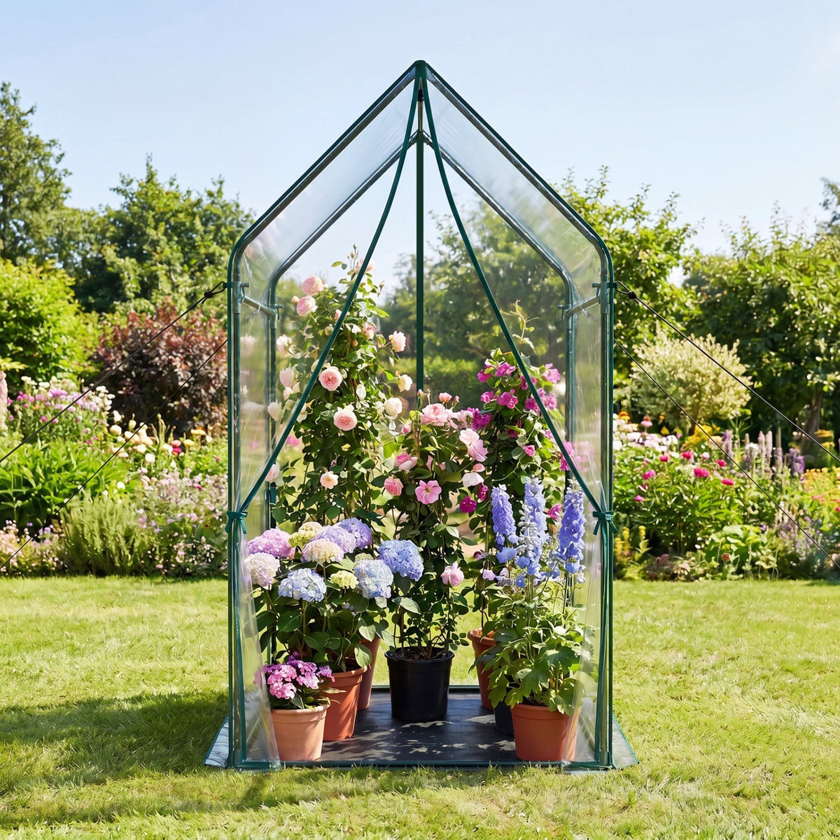 Mini Greenhouse with Metal Frame and Waterproof Cover, view 10
