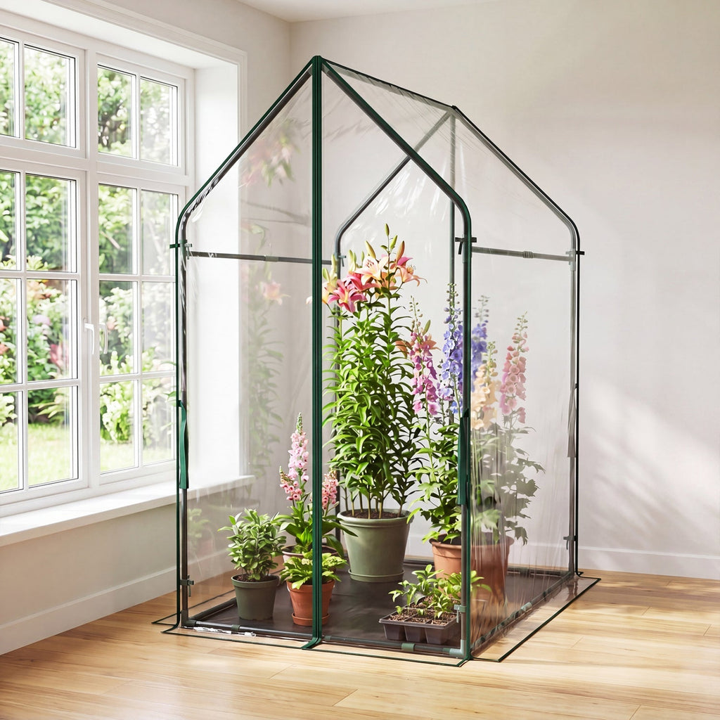 Mini Greenhouse with Metal Frame and Waterproof Cover, view 13