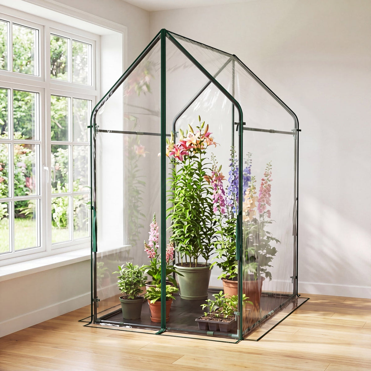 Mini Greenhouse with Metal Frame and Waterproof Cover, view 13