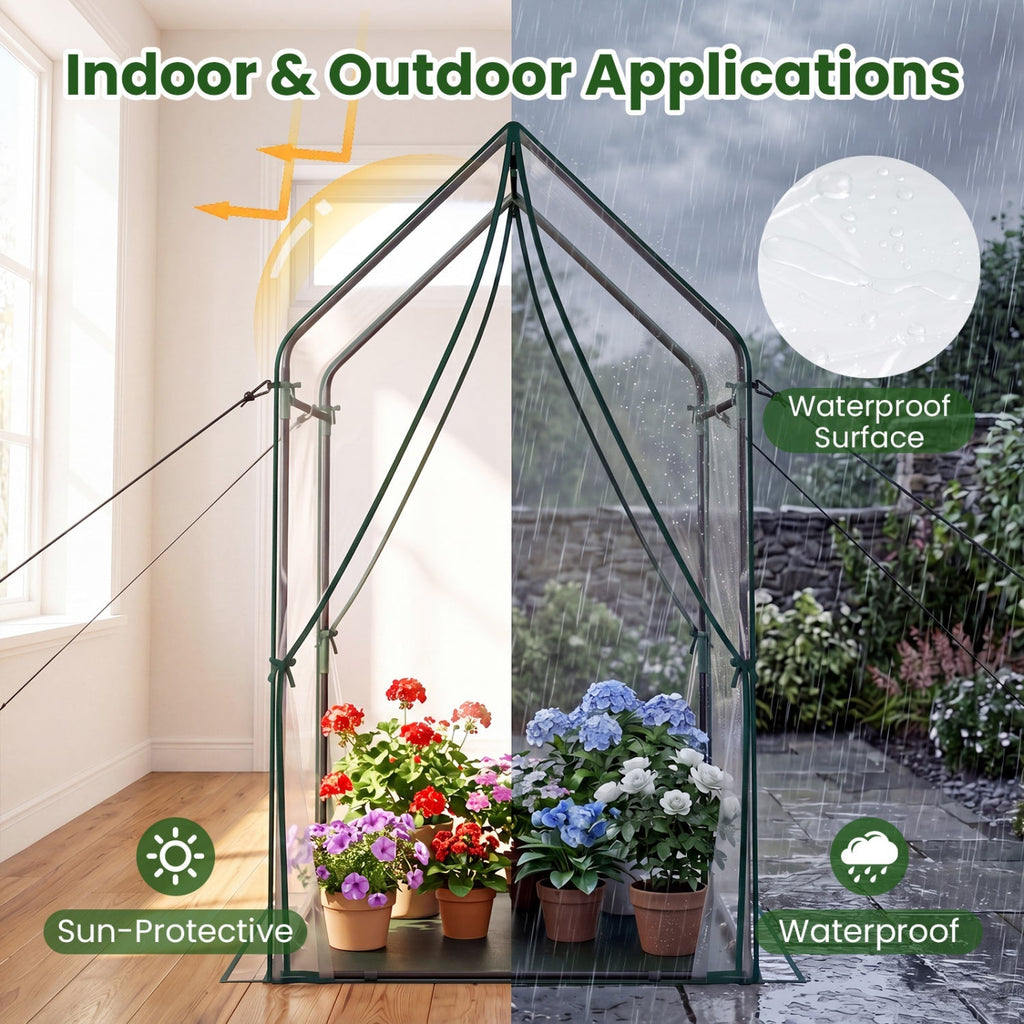Mini Greenhouse with Metal Frame and Waterproof Cover, view 14