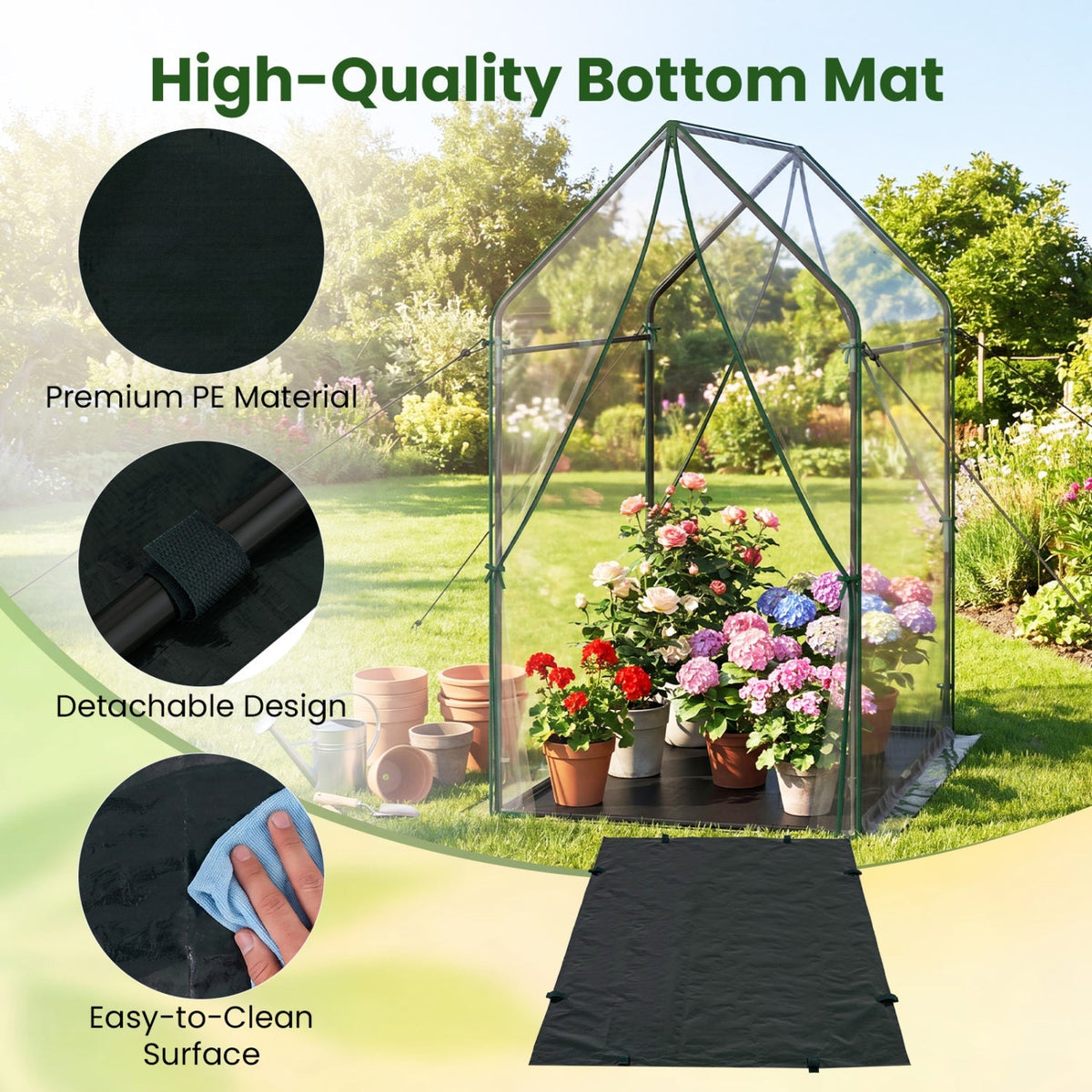 Mini Greenhouse with Metal Frame and Waterproof Cover, view 15