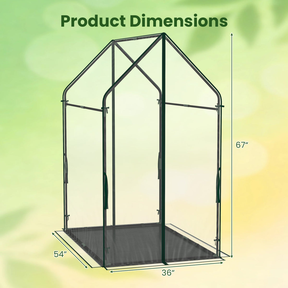 Mini Greenhouse with Metal Frame and Waterproof Cover, view 12