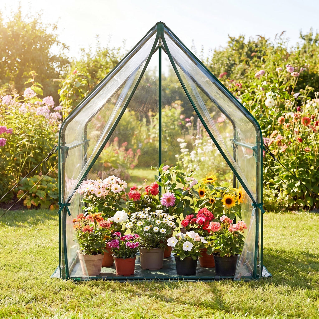 Mini Greenhouse with Metal Frame and Waterproof Cover, view 2