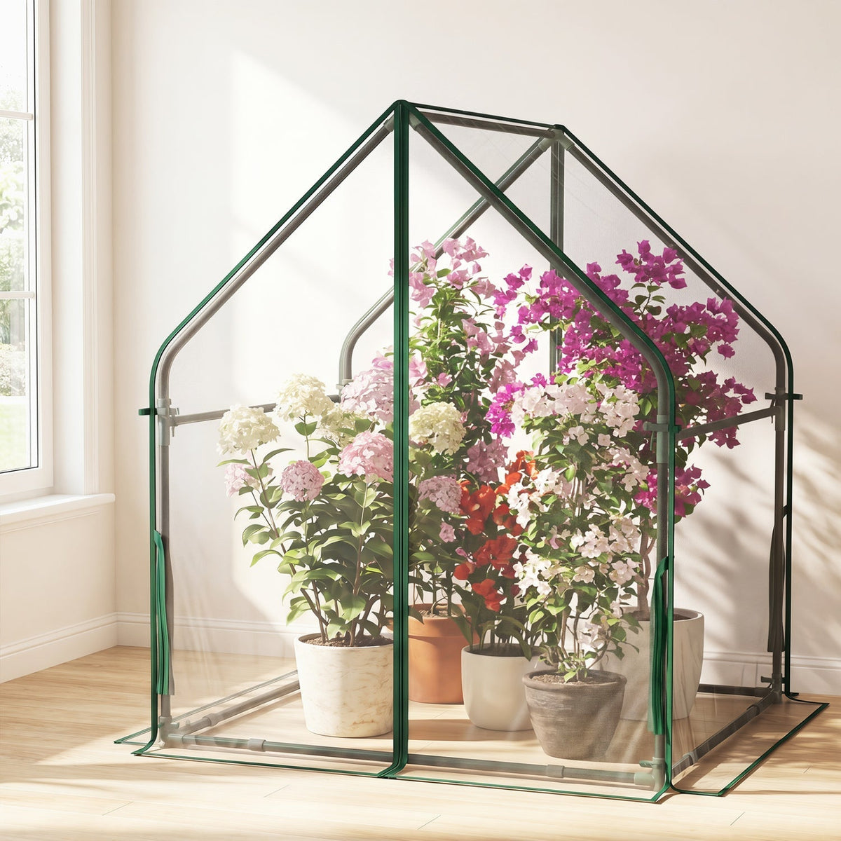 Mini Greenhouse with Metal Frame and Waterproof Cover, view 5