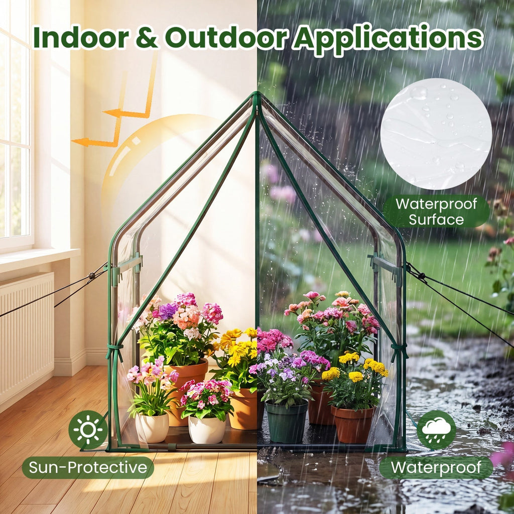Mini Greenhouse with Metal Frame and Waterproof Cover, view 6