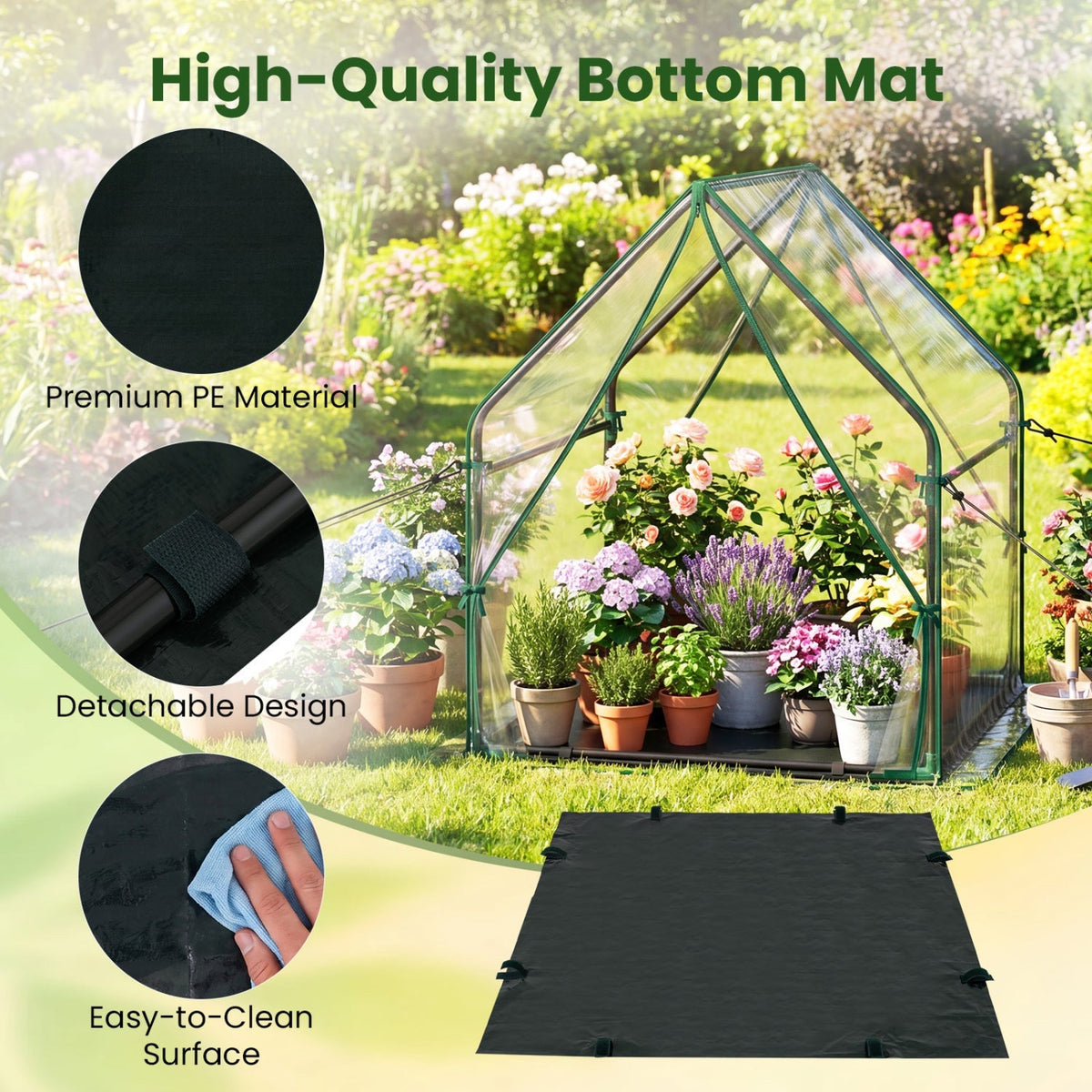 Mini Greenhouse with Metal Frame and Waterproof Cover, view 7
