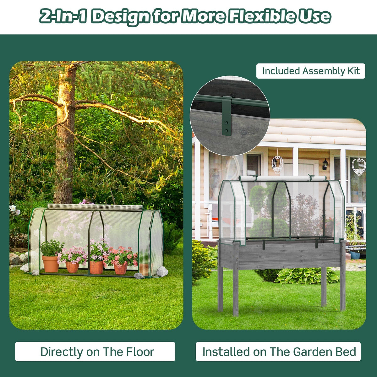 47.5 x 21.5 x 24 Inch Mini Greenhouse with Roll-up Zipper Door, view 6