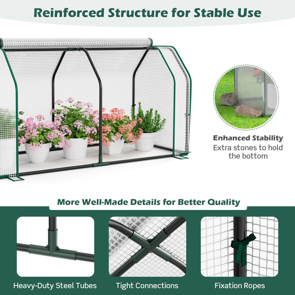 47.5 x 21.5 x 24 Inch Mini Greenhouse with Roll-up Zipper Door, view 7