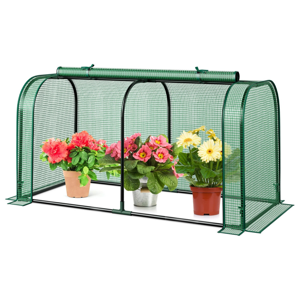 Mini Tunnel Greenhouse with Roll-up Zipper Door, view 2