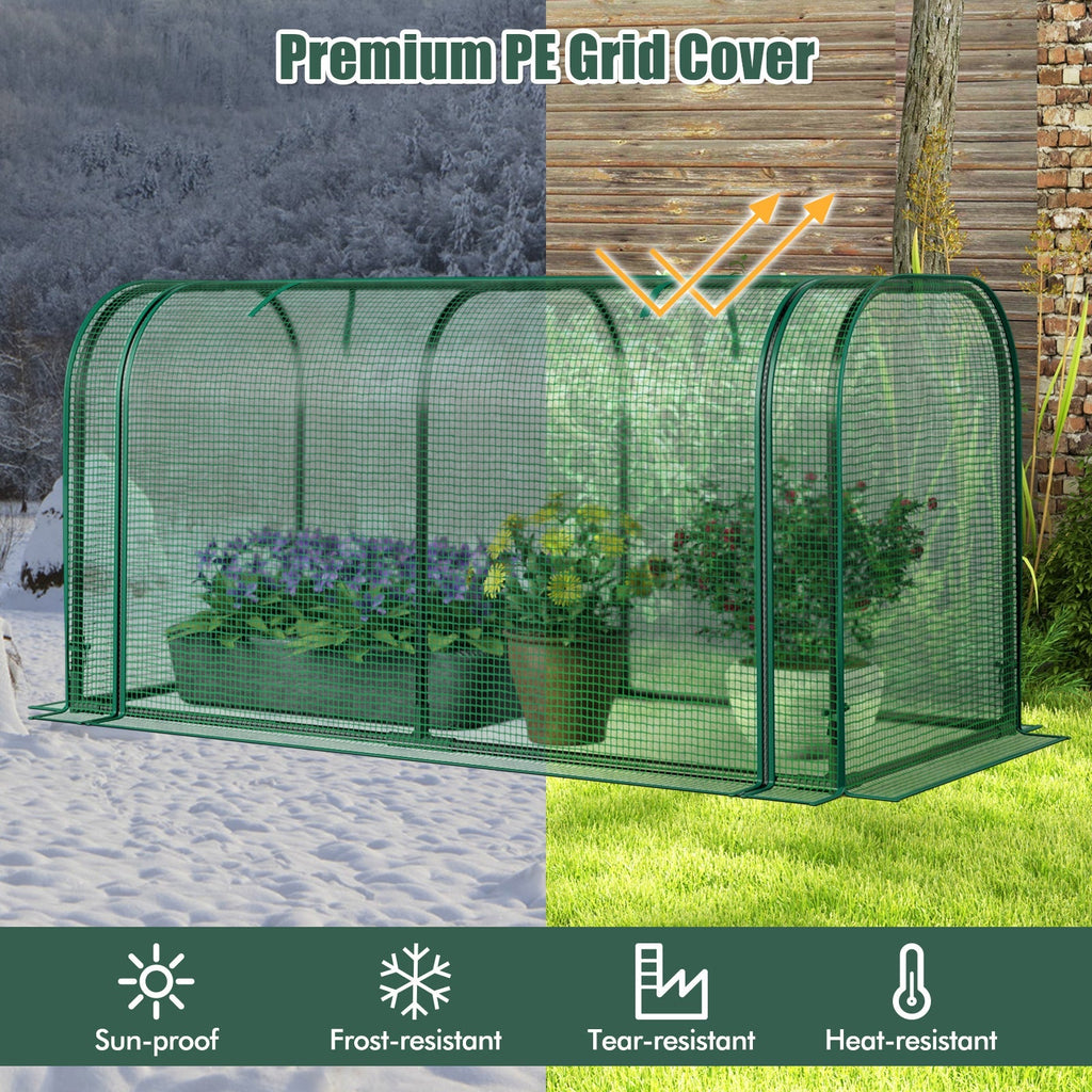 Mini Tunnel Greenhouse with Roll-up Zipper Door, view 4
