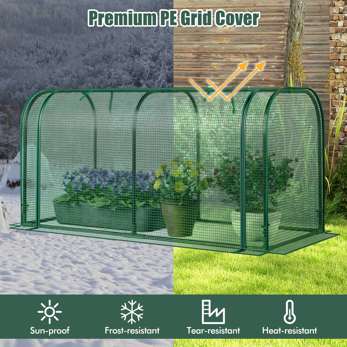 Mini Tunnel Greenhouse with Roll-up Zipper Door, view 4