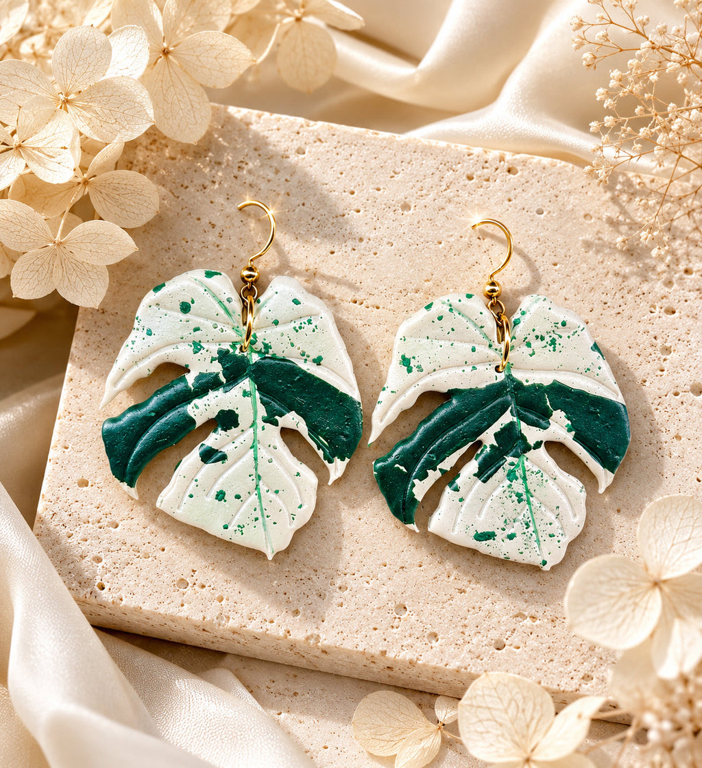 Monstera Bulbasaur Polymer Clay Earrings
