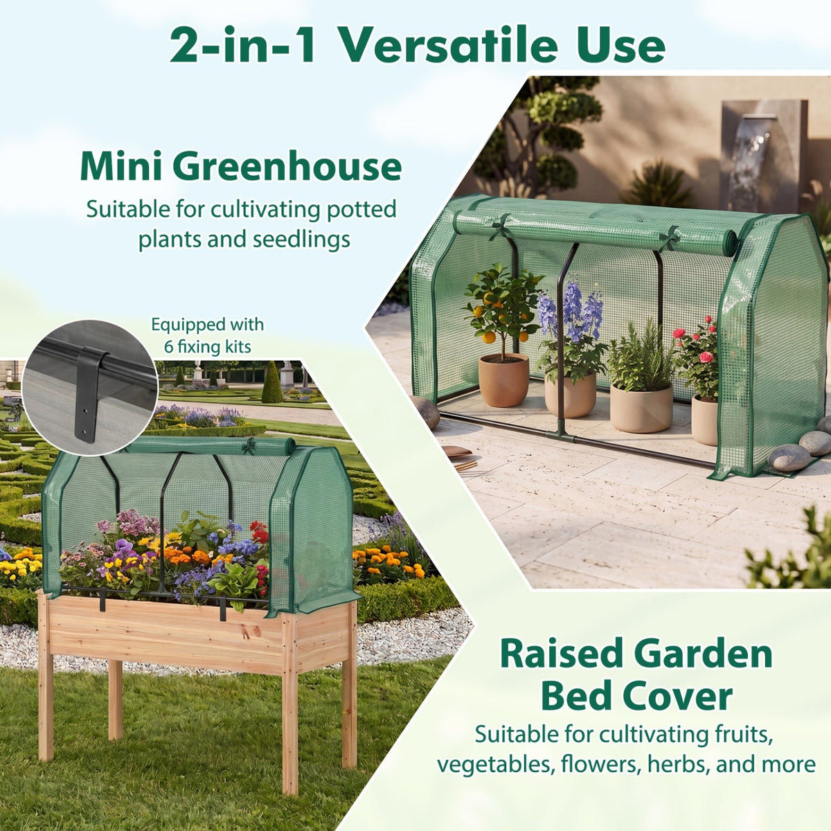 Portable Mini Greenhouse with PE Cover and Zippered Door, view 14