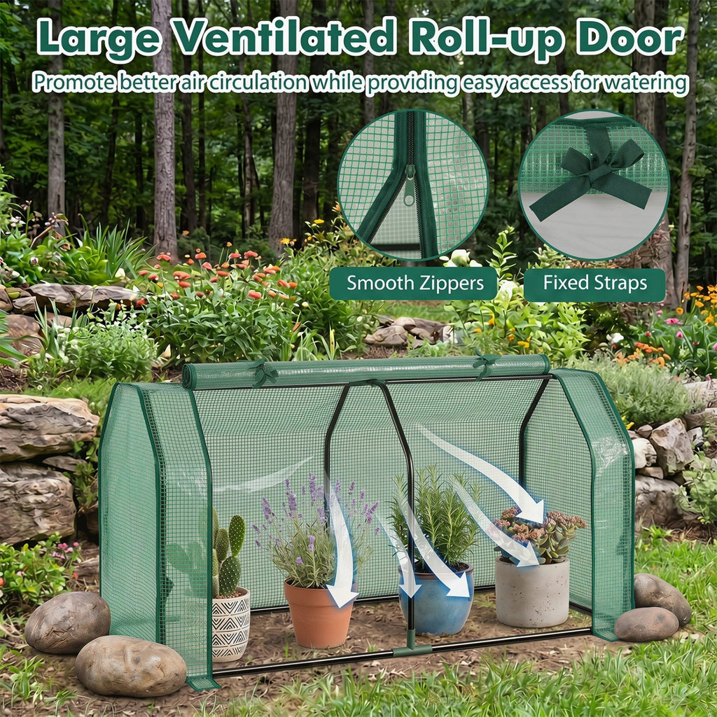Portable Mini Greenhouse with PE Cover and Zippered Door, view 15
