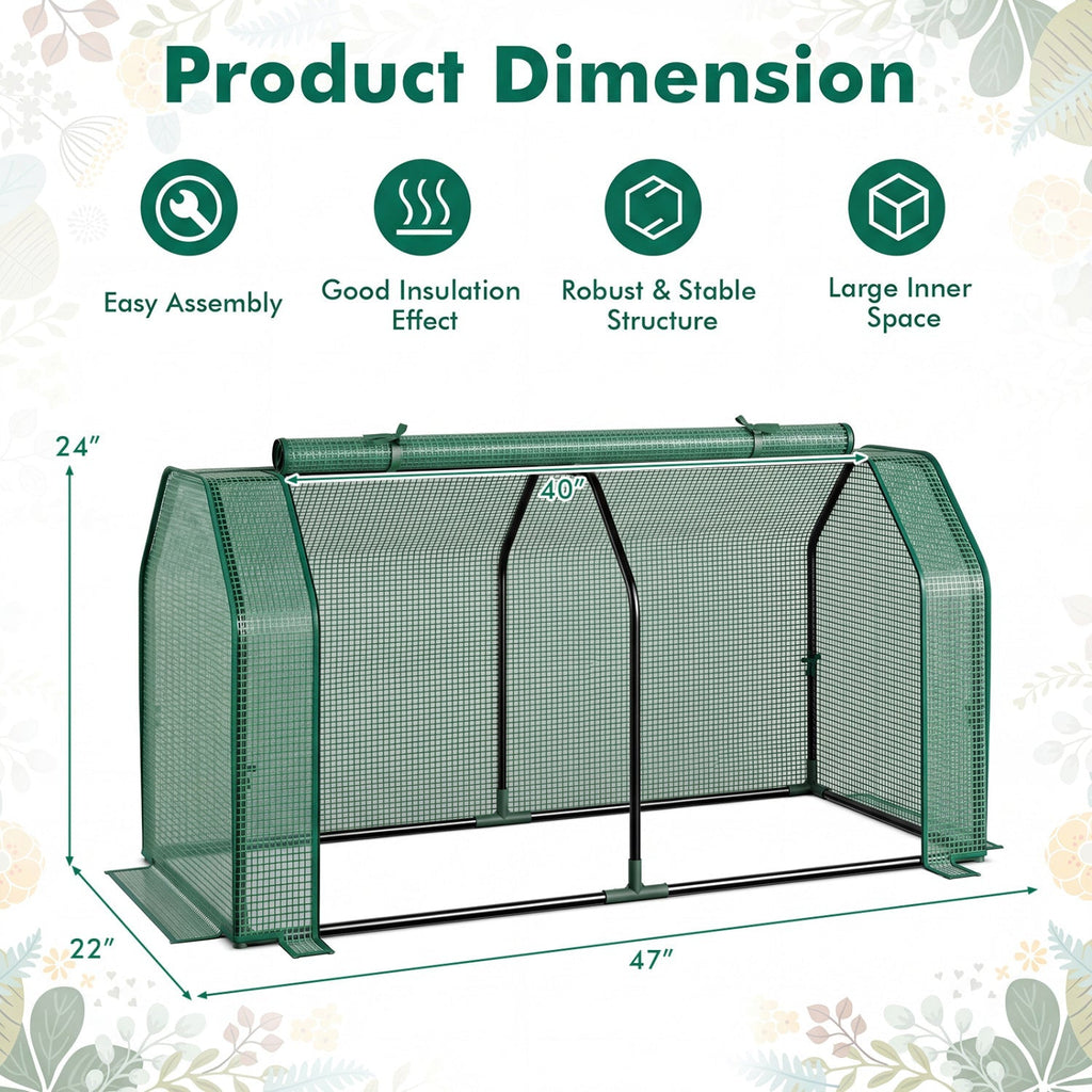 Portable Mini Greenhouse with PE Cover and Zippered Door, view 12