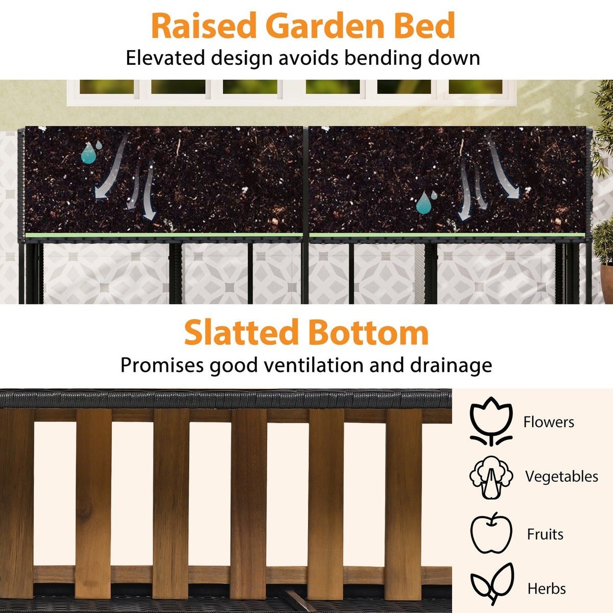 Patio Furniture Set with Raised Garden Bed for Porch and Yard, view 7
