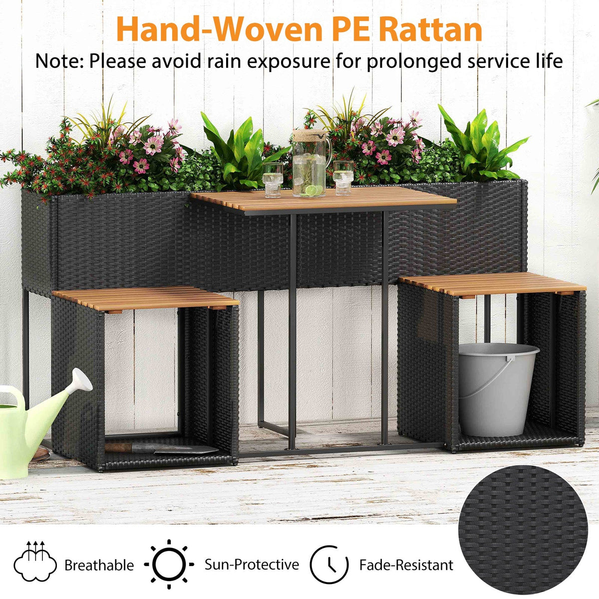 Patio Furniture Set with Raised Garden Bed for Porch and Yard, view 8