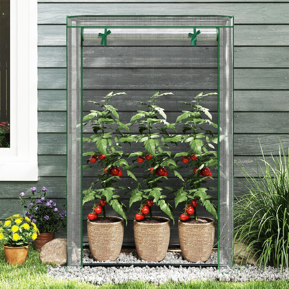 Portable Mini Greenhouse with Roll-Up Zippered Door, view 13