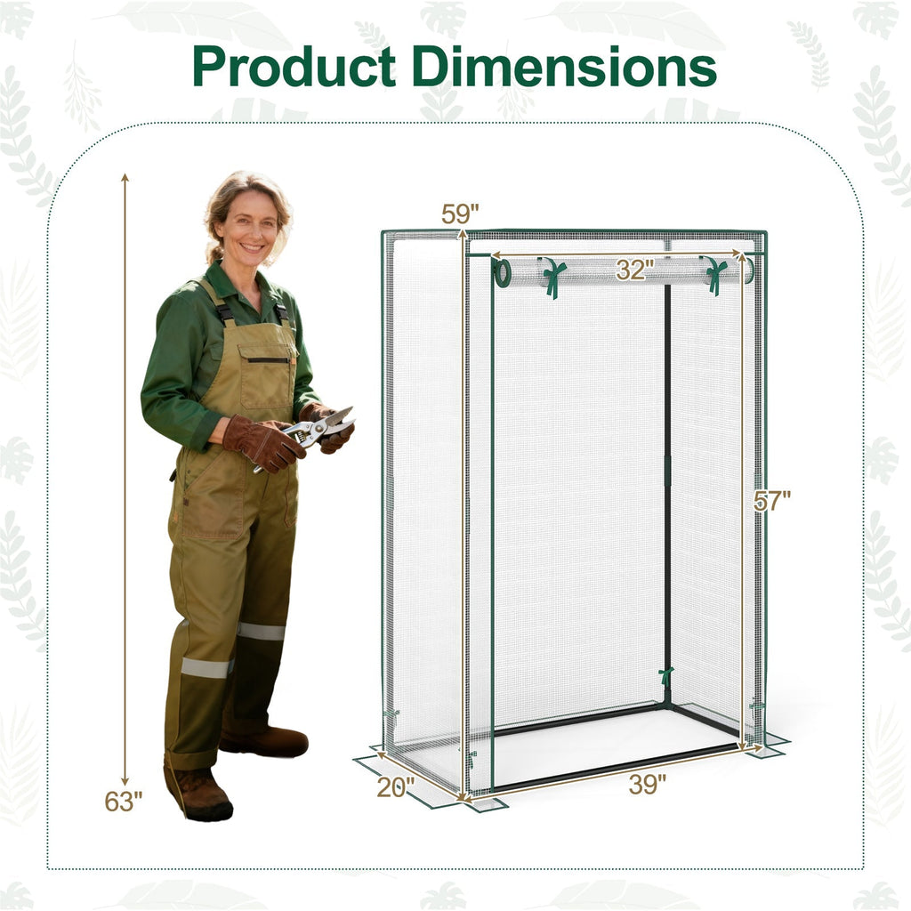 Portable Mini Greenhouse with Roll-Up Zippered Door, view 7