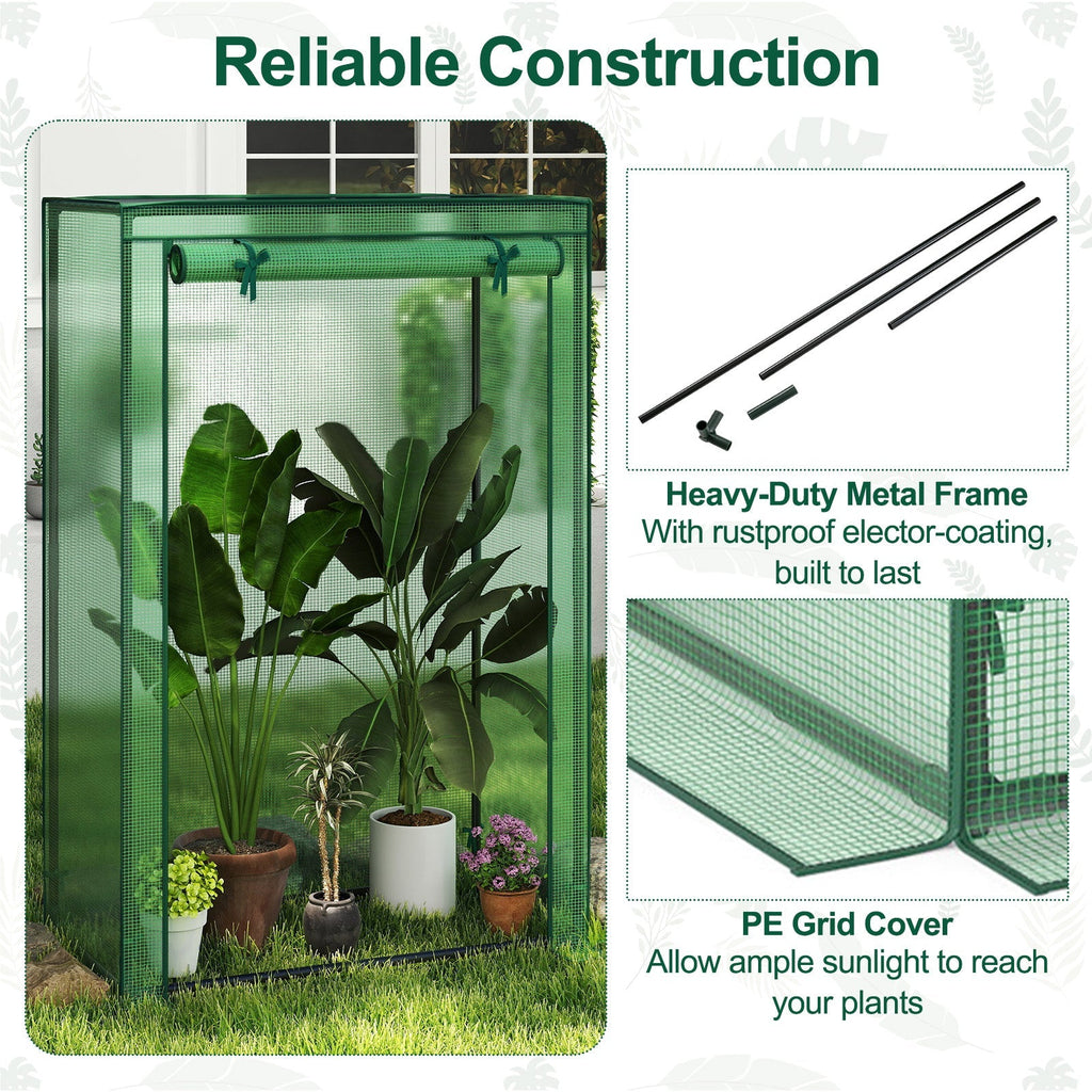 Portable Mini Greenhouse with Roll-Up Zippered Door, view 2