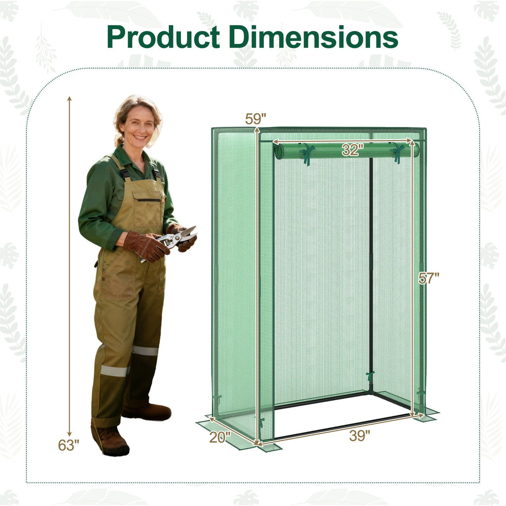 Portable Mini Greenhouse with Roll-Up Zippered Door, view 8