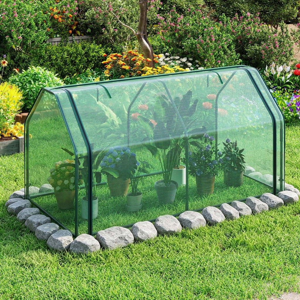 Portable Mini Greenhouse with PE Cover and Roll-Up Door, view 5
