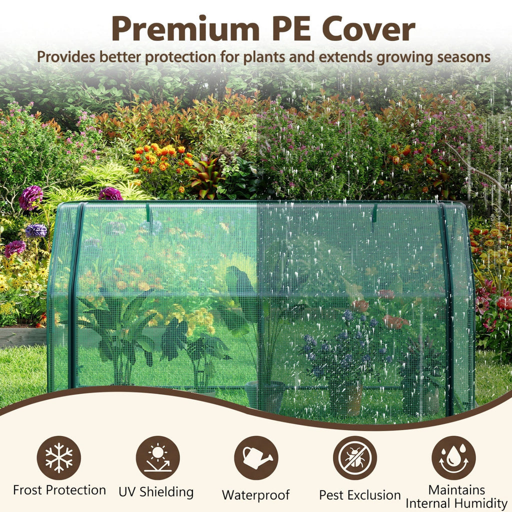 Portable Mini Greenhouse with PE Cover and Roll-Up Door, view 9