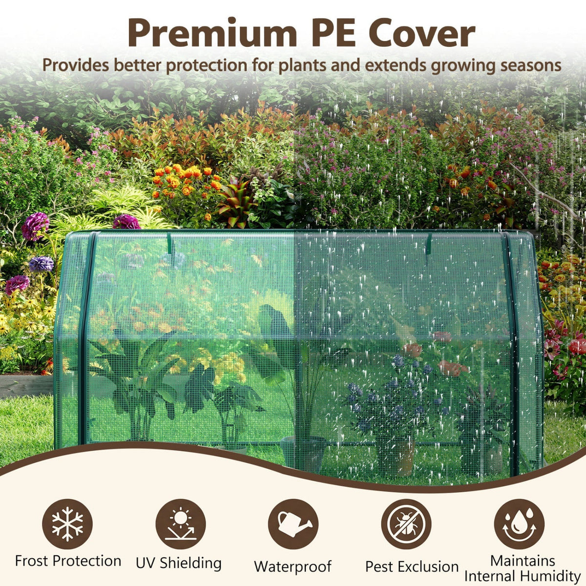 Portable Mini Greenhouse with PE Cover and Roll-Up Door, view 9