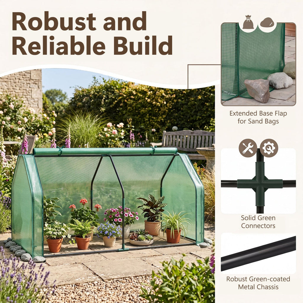 Portable Mini Greenhouse with PE Cover and Roll-Up Door, view 11