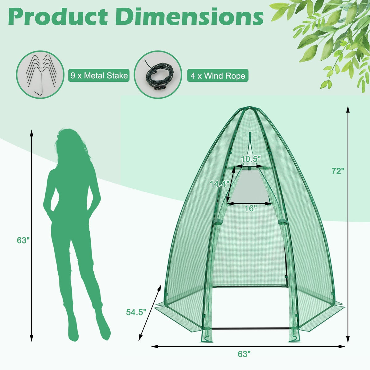 5.5 x 5.5 x 6 Feet Portable Mini Greenhouse with All-Weather PE Cover, view 5