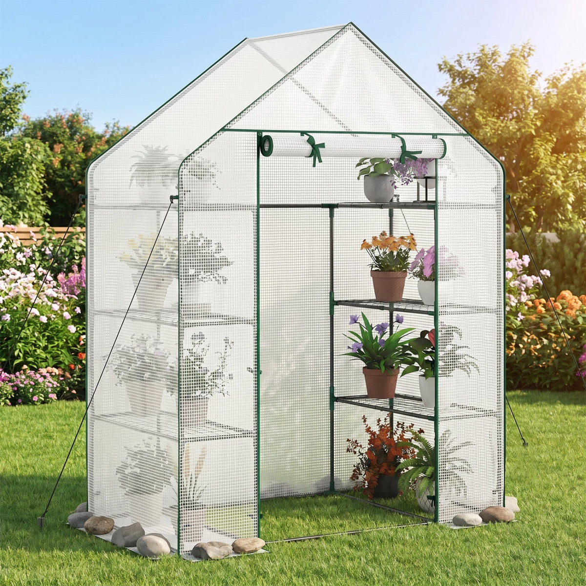 Portable Walk-in Greenhouse with 3 Tiers and 6 Shelves, view 2